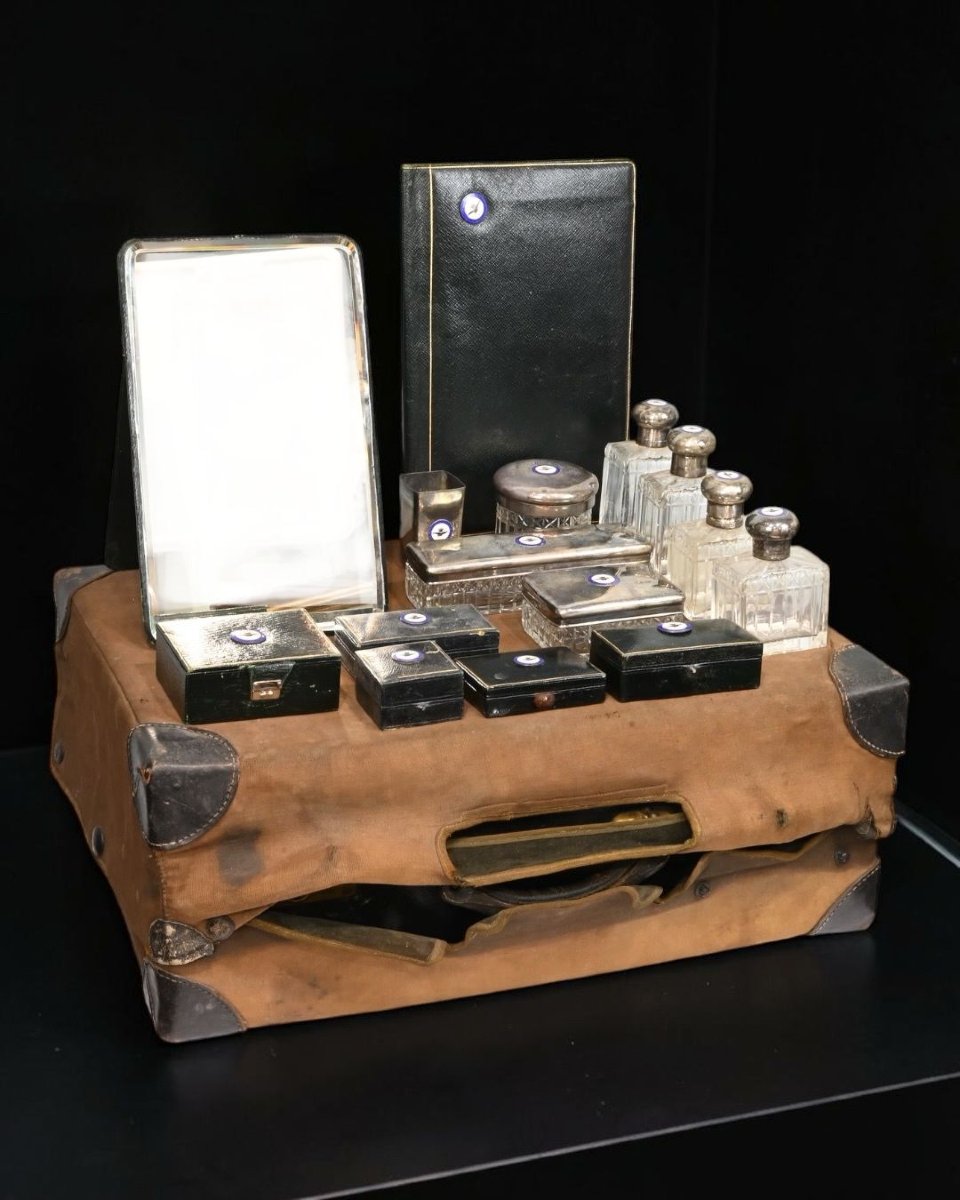 ORESTE FRANZI & C.- Trousse de voyage complète et d'une devise nobiliaire italienne Début XXe s-photo-3